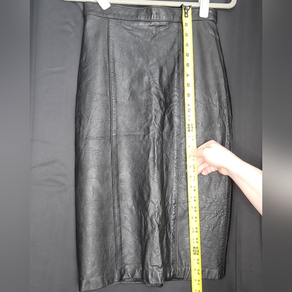 Vintage Black Leather Pencil Skirt - Picture 7 of 7